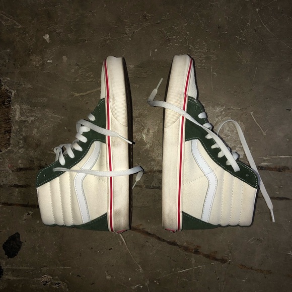 UNISEX Dark green and cream Old Skool VANS Hi-top shoes - Picture 3 of 7